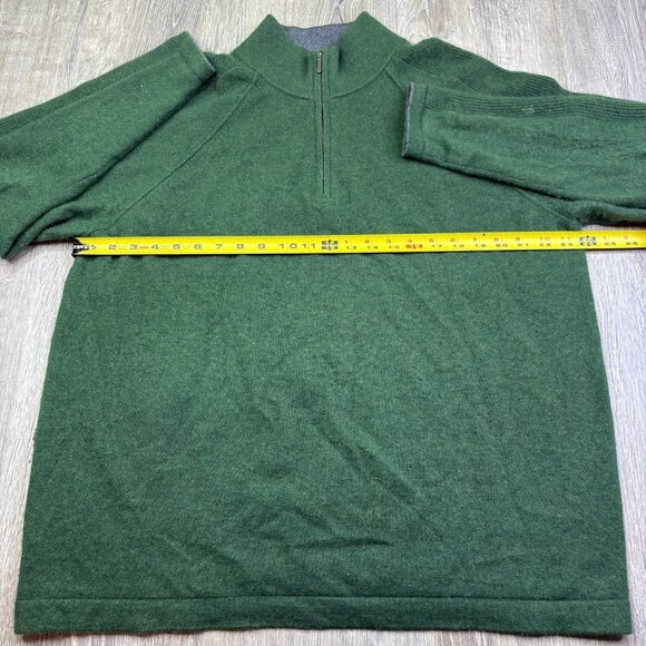 Kinross Men's Green Cashmere 1/4 Soft Knit Mock Neck Long Sleeve Sweater 2XL - Picture 9 of 10